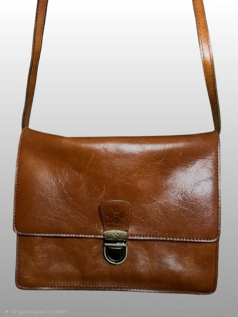Patricia Nash Vintage Cognac Leather Crossbody Organizer Bag